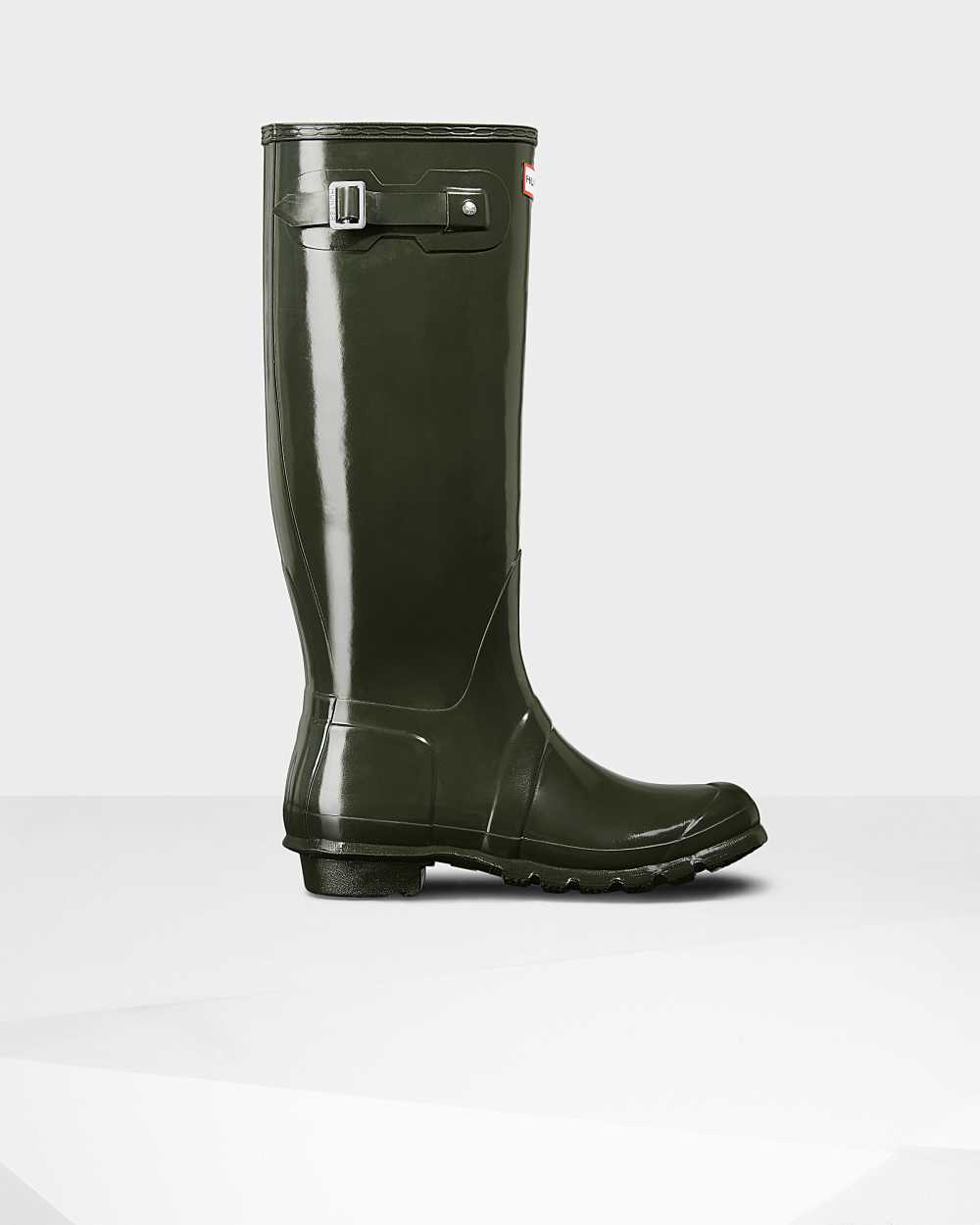 Hunter Original Tall Gloss Women's Rain Boots NZ-48084B Dark Olive